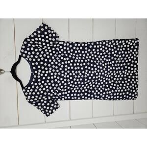 J Crew 00 Petite navy blue with white dots lightweight mini shift dress